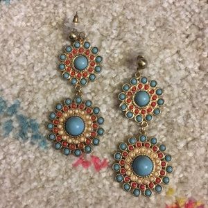 Turquoise and Coral Earrings